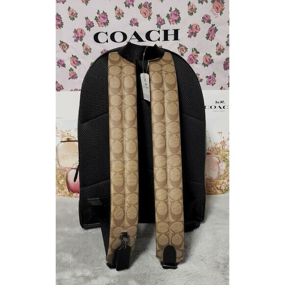 Coach Brown Keith Haring Signature Canvas Backpack with Black Trim and Patces main image 12
